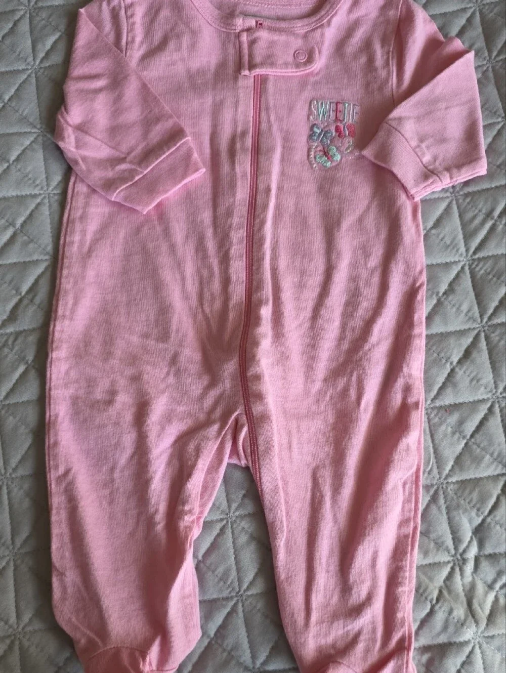 Garanimals Pink Footed One-Piece with Sweetie Embroidery